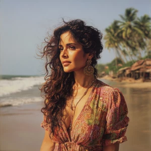 Hyperrealism ,salma hayek on goa beach