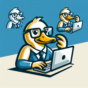 a duck using computer