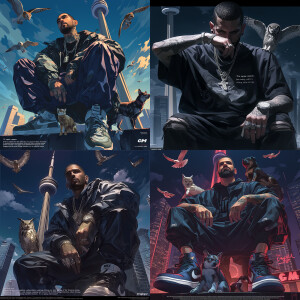 "The rapper Drake realistic face wearing Nike outfit in realist...