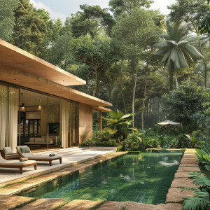 A tropical single floor house in a tropical forest inspired by K...