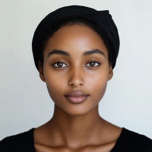 A portrait of an Ethiopian American woman in her twenties with a...