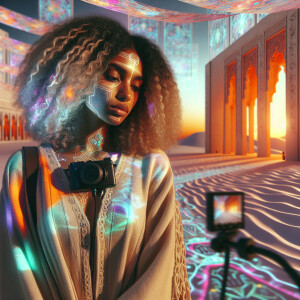 3-D image of a beautiful LIGHT SKIN, African-American woman she...