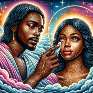 Ensure that the image distinctly represents both Jesus Christ an...