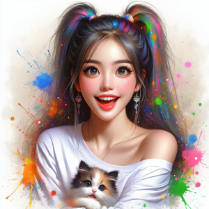 (solid background), ((multiple thick acrylic pigment vivid color...