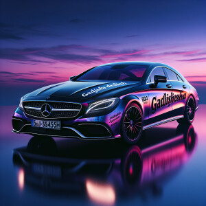 Mercedes cls 63 amg on which the text is written « Gadjishka del...