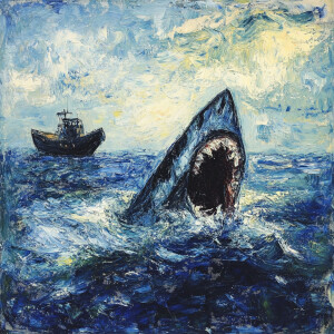 Jaws in the style of Claude Monet
