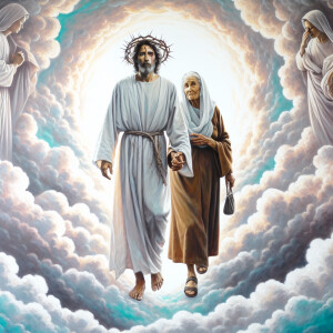 An acrylic painting of Jesus with the thorns in his head and a t...