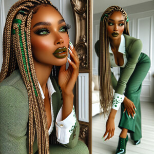 Picture a stunning LIGHT SKIN African-American woman with captiv...