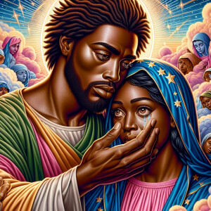 Ensure that the image distinctly represents both Jesus Christ an...