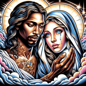 Ensure that the image distinctly represents both Jesus Christ an...