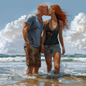 A photorealistic high resolution image. Light ginger haired fema...