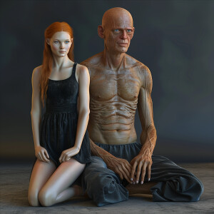 A photorealistic high resolution image. Light ginger haired fema...