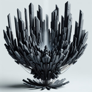 Create a design for a floating waterfall fountain featuring segm...