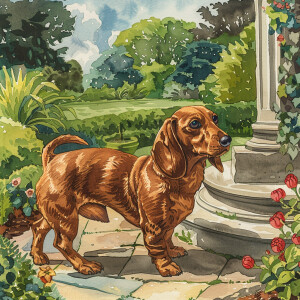 Draw a dachshund on a walk