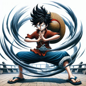 Luffy using his powers