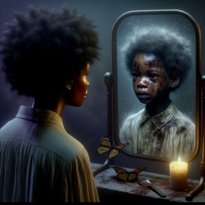 Create a 3-D realistic, adult african-American, female 
Did curl...