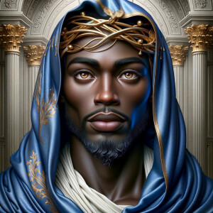 A hyper-realistic image of an African-American Jesus Christ, ser...