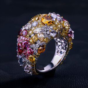 Design a breathtakingly beautiful ring adorned with an array of...