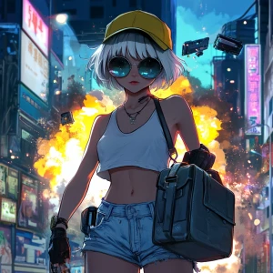 young, rebellious anime-style character. The character should ha...