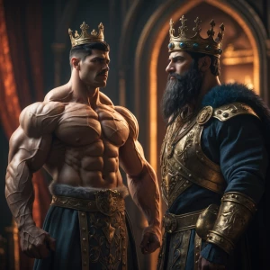 The muscular prince was bulging showing off in front of the equi...
