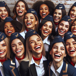 Azafatas riendo a carcajadas