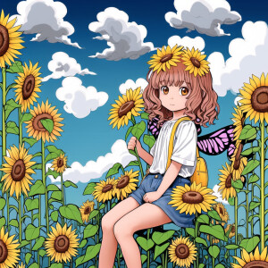 Coloring coloring book page for kids, a little girl was super cu...