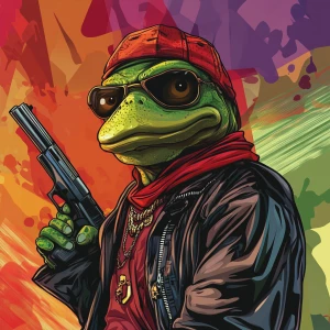 MEME PEPE in GTA art style — Leader of a gang — in the style of...