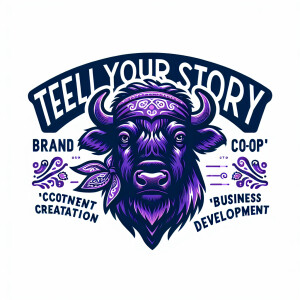 Create a dynamic, powerful, logo for a company called PURPLE BUF...