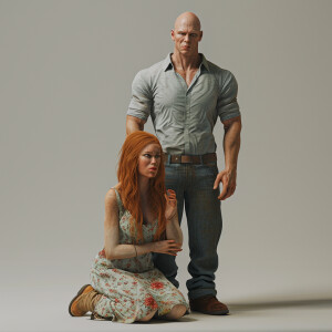A photorealistic high resolution image. Light ginger haired fema...