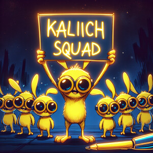 Нарисуй миньонов и посередине миньона с табличкой KALICH SQUAD н...