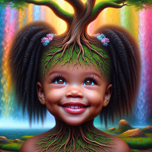 Create a hyper-realistic 3-D oil painting of a tree with a fulle...