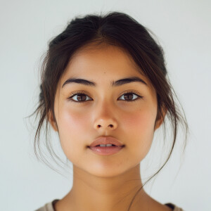 Portrait of a 19-year-old Salvadorian-Filipina woman with a char...