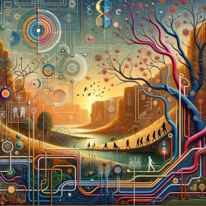 The golden ratio, Minimalist art Circuit, boards, circuitry, diagrams Cellular structures, DNA, circuit boards, colorful wires,  asian and Egyptian  graffiti, lie detector graphs, cardio, printout , branches infinity sign, cave, Art, handprints, distant birds flying, flowering vines, abstract gestural painting, dna