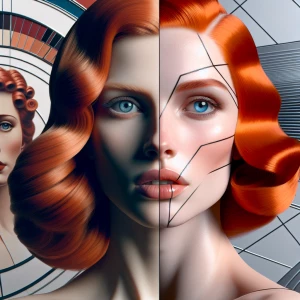 Create photorealistic an image of a ginger-haired woman who embo...