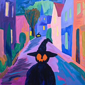 Hocus pocus in the style of  David Hockney