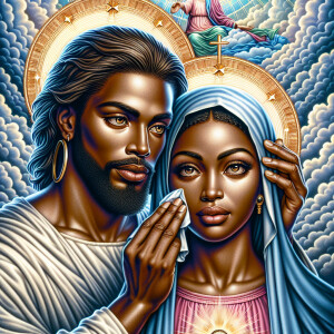 Ensure that the image distinctly represents both Jesus Christ an...