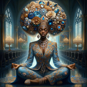 Create an illustration that embodies spirituality and a deep con...