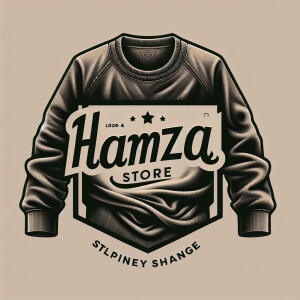 Create a realistic logo with the text "HAMZA STORE" and a pictur...