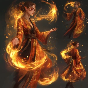 In this mesmerizing series of dynamic poses, the pyrokinetic mys...