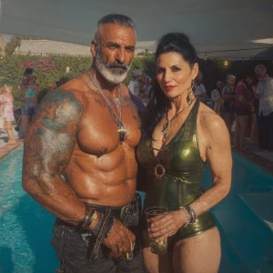 Hyperrealism,sharp painting ,a muscular beefy tattoed indian swe...