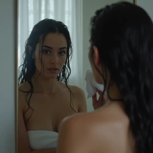 A cinematic close-up of Dahlia Valentina ((@DahliaValentina_ai))...