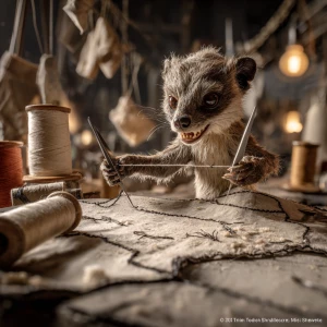 A highly detailed anthropomorphic mongoose stands in front of a...