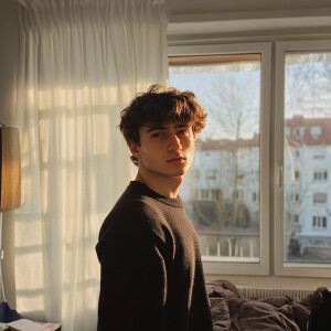 A young European male in his room