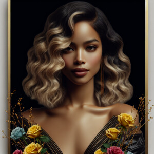 Create a vertical 3-D portrait of a light-skinned African-Americ...
