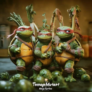 Design a movie poster for a "Teenage Mutant Ninja Turtles" parod...