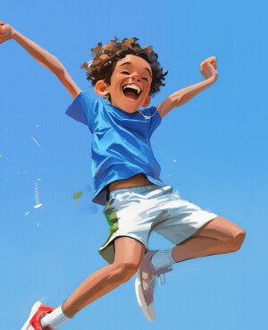 funny caricature, energetic African American boy caricature, juv...