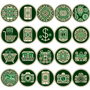 round covers for those highlights on Instagram. in green and bei...