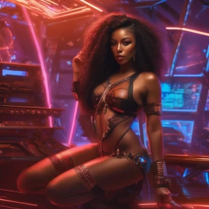 Brown skin redbone posing in doggy position wearing exotic see t...