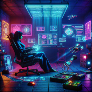 Programmer's workplace cyberpunk
