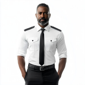 Create an image of an African American male, aged 54, wearing a...